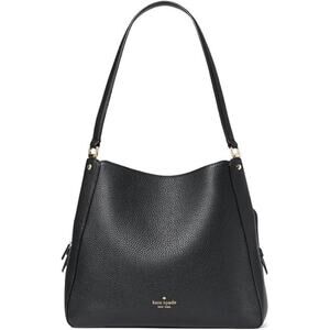 NWT Kate Spade Leila Medium Triple Compartment Shoulder Bag Black Leather